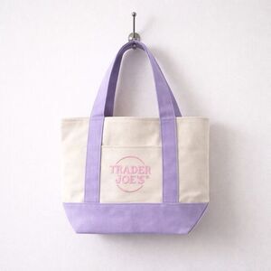 Trader Joe’s Limited Edition Mini Canvas Tote Lavender Embroidered Bag, New